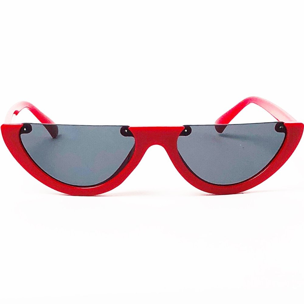 Red Half Frame Sunglasses Retro Unisex Novelty